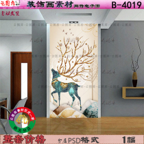 European style retro elk landscape landscape fortune tree marble porch decorative painting material HD gallery painting core