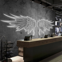 ins Net red tide wallpaper personality retro nostalgic 3D cement wings background wall living room mural industrial wind wallpaper