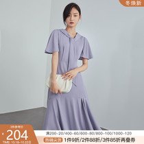 Fan Si Lanen gentle wind chiffon dress female autumn 2021 New French temperament slim ribbon long skirt