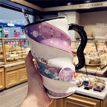 Creative trend office ceramic cup men and women couples with handle tea coffee cup student dormitory drinking cup