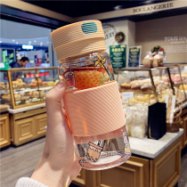 Simple heat-resistant glass Mori male Lady filter tea cup student portable with silicone set creative Cup