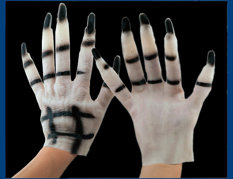 万圣节道具化妆舞会派对用品 鬼衣配饰幽灵手饰 白色女鬼手套126g