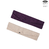 Beijing fan) full bamboo fan bag Chinese style ancient mens and womens hand embroidered cotton cloth fan cover folding fan protection packaging