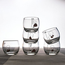 Glass tea cup heat-resistant master cup small teacup thickened hand-painted small cup Kung Fu tea set small flower tea cup water cup
