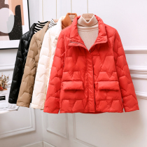 2021 New thin down jacket womens short Korean version of loose collar fashion white duck down warm thin coat tide