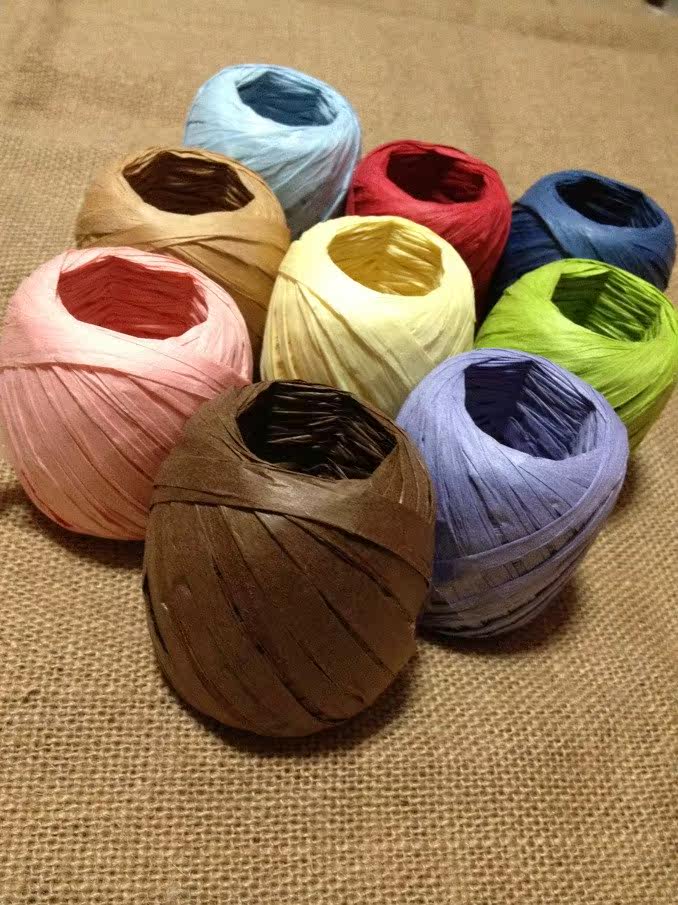 拉菲草纸绳 包装用纸绳 包装绳 纸卷 多色选 20米