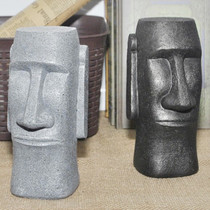 Easter Island series stone portrait coin piggy bank box funny Moai trumpet creative piggy bank storage ornaments