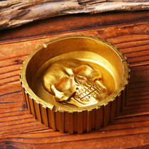 Tuhao gold skull ashtray nostalgic retro living room funny trend ashtray sand sculpture decoration creative ornaments