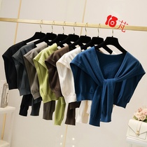 Knitted Cape shawl shawl women short outside tie autumn winter tie tie knot shoulder neck scarf dual use fake collar