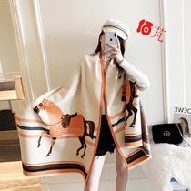 European and American temperament scarf autumn and winter imitation cashmere double-sided printing thick warm scarf shawl womens scarf