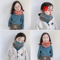 Baby scarf autumn and winter childrens pullover bib boys and girls polka dot knitting wool neck sleeve children warm in winter