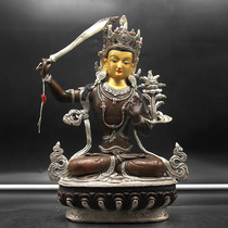 Vinshu BodhisattBodhisattva Buddhist Buddha Tibetan Buddhism Nepal handmade red copper-to-be-silver-gilt with a single ruler