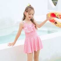 Girls Swimsuit Childrens medium and large childrens one-piece skirt princess cute 10-12 years old conservative student girl swimming suit