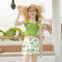 Childrens girls swimsuit split in the big child 2021 new high-waisted foreign style princess skirt flat angle conservative student