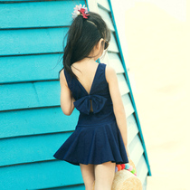 Girls swimsuit One-piece swimsuit Summer Princess childrens hot spring swimsuit 2021 new middle and large childrens Korean version of the cute suit