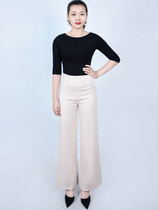 Female Visual National Standard Modern pants Latin pants high-waist broad legs pants and dance pants