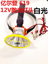 New Eilden 12v high-power headlight super bright yellow light fishing LED strong light astigmatism battery