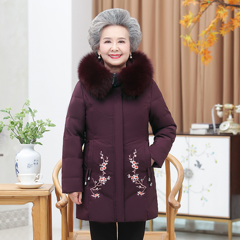 The elderly cotton coat female old lady quilted jacket Grandma winter coat 60-year-old man clothes Mom down cotton suit