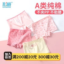 Girls underwear Pure cotton boxer pants Childrens underwear Female student middle and large childrens shorts Head color bridge childrens four-corner underwear