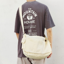 Shoulder Bag male solid color casual messenger bag female student canvas bag Japanese and Korean youth flip bag vintage shoulder bag
