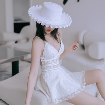 Small Peach Red Swimsuit Women Spa Conservative 2022 New Andromeda Fan one-piece Skirt-Belly slim student swimsuit