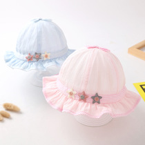 Baby hat spring and summer thin cotton female baby male infant sunshade fisherman sun hat adjustable basin hat