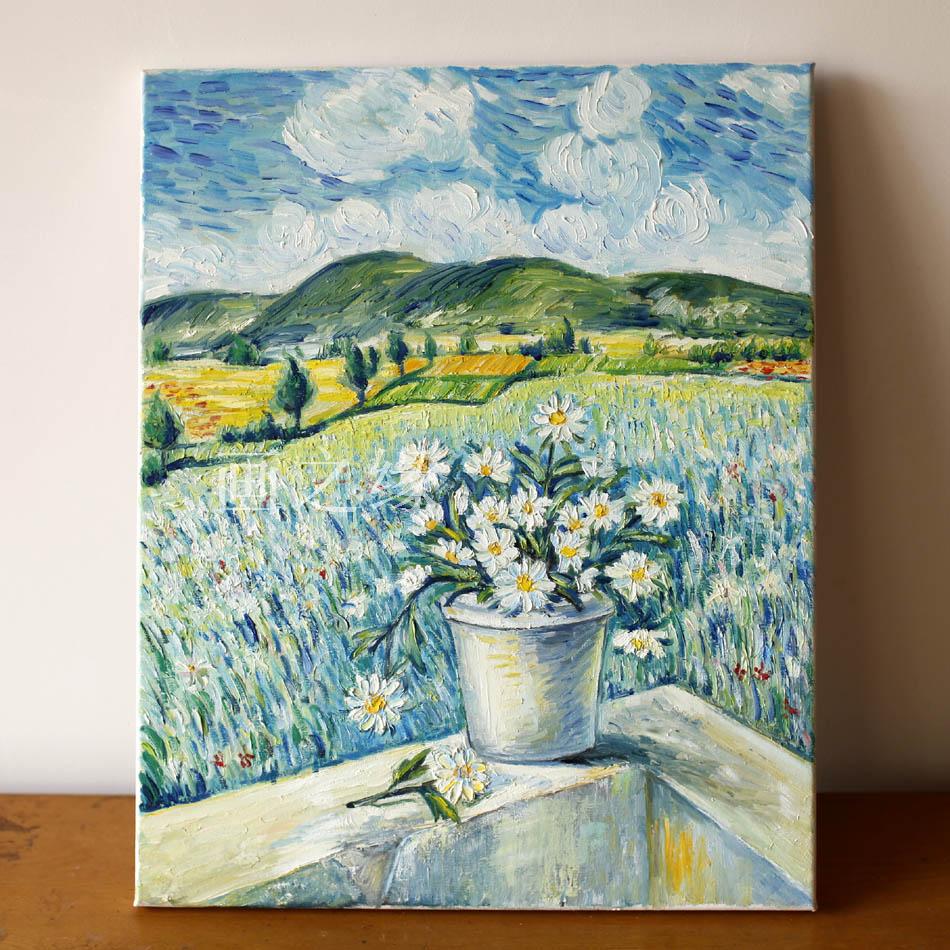 小雌菊油画 梵高油画 印象派油画 风景 花卉 手绘画定制