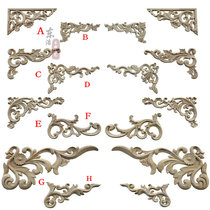 Dongyang wood carving European corner flower solid wood furniture cabinet door wardrobe background wall flower chip wood flower decoration wiring wiring