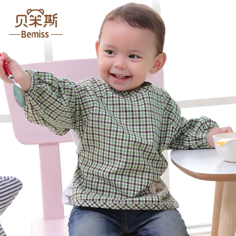 Baby eating jacket Waterproof eating bib spring and autumn men's children's baby bib long sleeve anti-dress female 1-3-4-5 years old