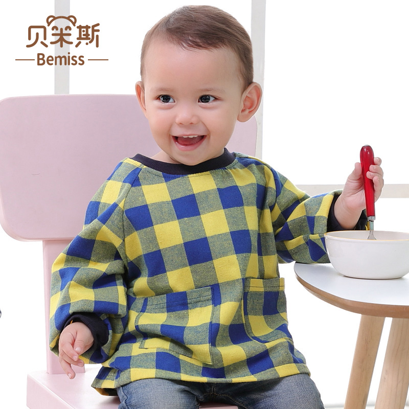 Baby bib pocket Spring and autumn children's protective clothing cover child anti-dressing cotton waterproof bib Baby eating bib pocket