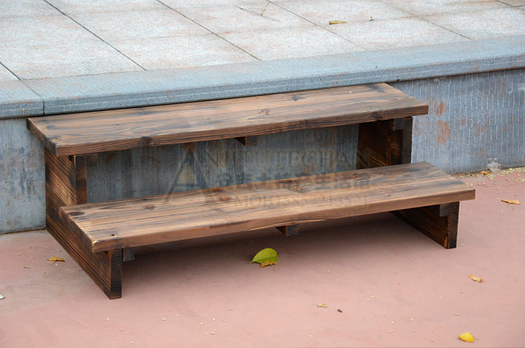 实木碳化台阶 防腐木阳台脚踏 长方形户外园艺花架 踏步花槽花几