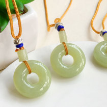 Original mine Hetian jade pendant Xinjiang yellow mouth material safe buckle pendant diy sweater chain with accessories accessories promotion