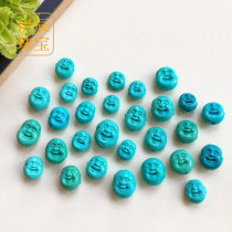 Original mine turquoise Buddha Gong carved parts back cloud high porcelain blue turquoise diy pendant bracelet accessories