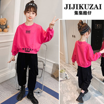 Girls spring dress fashionable middle child suit little girl children dress Foreign color Net Red 6 Spring and Autumn 7 Clothes 8 tide 9 years old 10