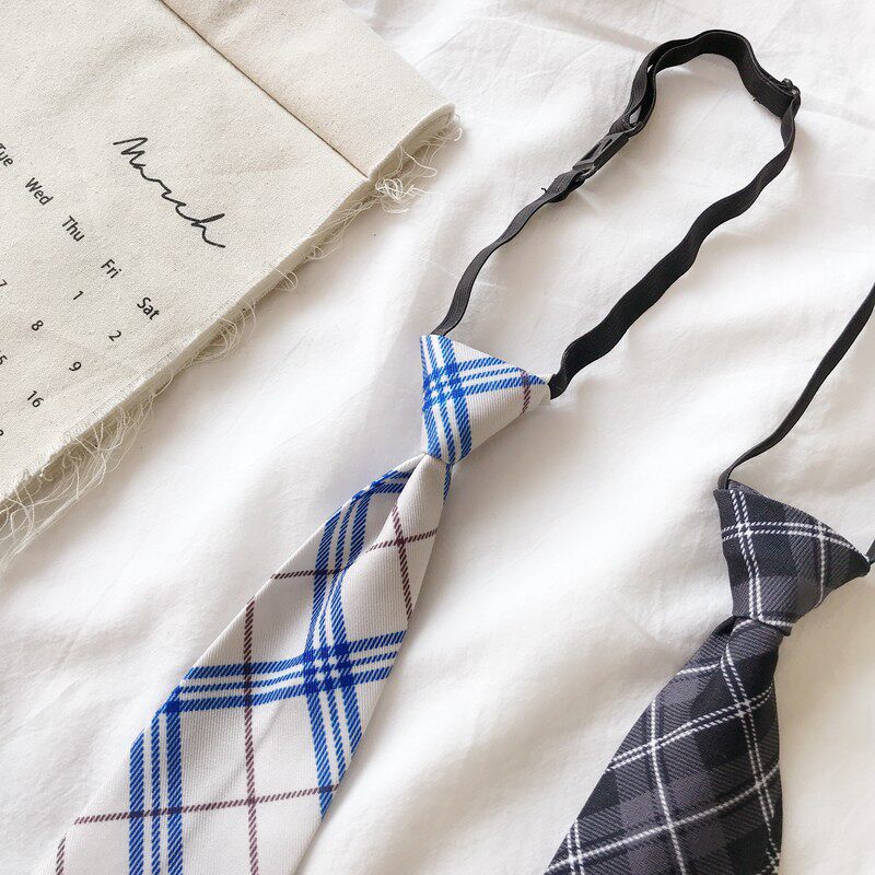 7335#实拍~实价2019新款女装韩版网红超火百搭学生格子卡扣领带