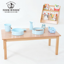 Kindergarten early education Montesque table and chair beech wood children long table square table round table solid wood table desk wooden furniture