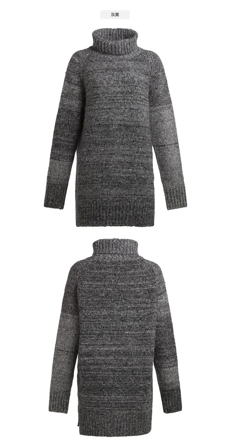 卡玛kama2016冬季新款 宽松中长款高领加厚毛衣女针织衫 7416457_7折