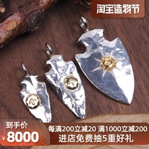 (Domestic stock)Goros point gold seal spear head S M L number Takahashi Goro Arrow shield necklace pendant