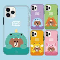 line Brownbear iphone11 mobile phone case 11PRO silicone cartoon MAX Apple XS MAX double-layer anti-drop cover