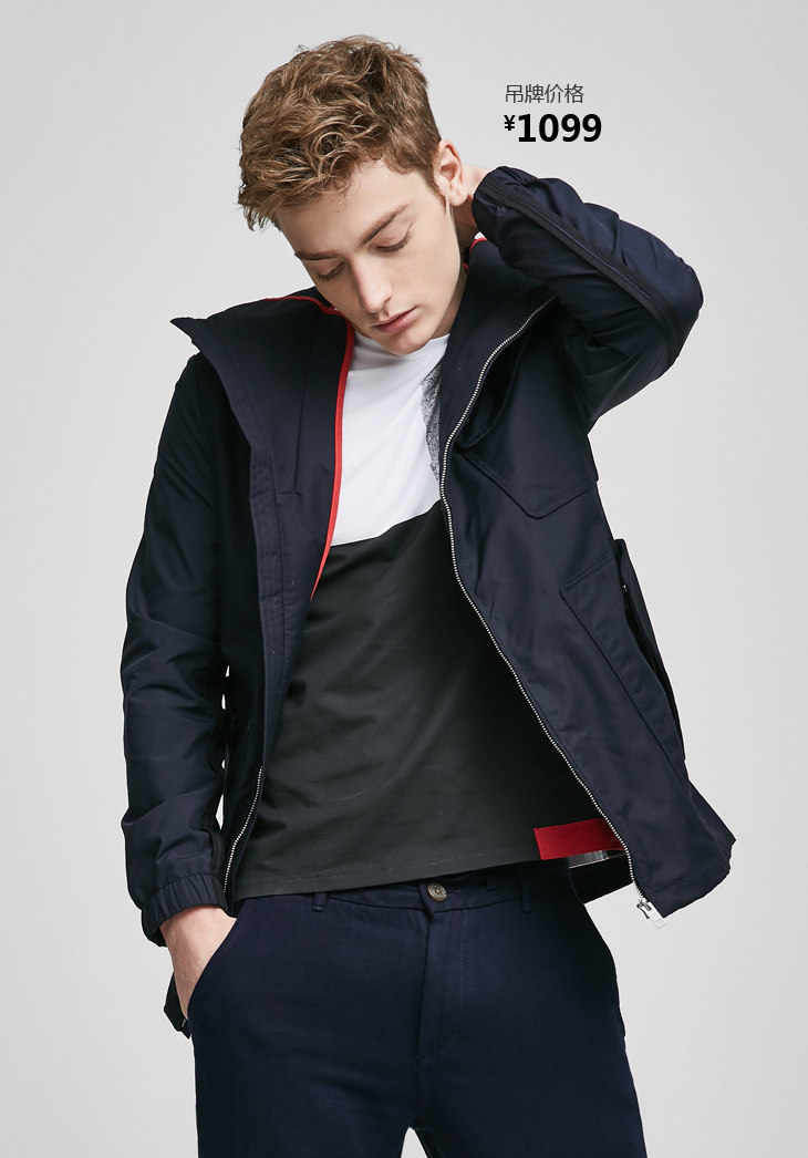 selected思莱德拼接多口袋男士拼接风衣外套c|417121544