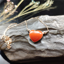 (Leaning on jade to snuggle incense)South red inlaid with red heart Baoshan South red inlaid with 18k gold