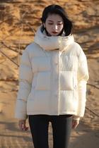 Feather 95 White Goosevelt Winter Loose and Thickened Short Feather Bread Bread Bread Buns Female Coat