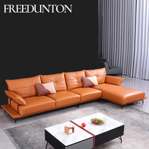 Faradanton light luxury First layer leather art sofa living room corner combination L-shaped simple modern Italian minimalism
