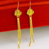Gold earrings womens long drop earrings 9999 pure gold jewelry pure gold jewelry new fashion young mother