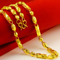 Gold necklace mens 9999 pure gold hexagonal column Olive hollow Buddha beads Womens coarse send husband pure gold son