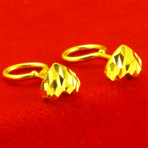 Gold earrings mens and womens 999 pure gold pure gold jewelry earrings love-shaped curved hook small ear needle gift
