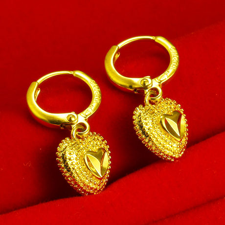Genuine gold earrings 9999 pure gold female love heart-shaped couple earrings real gold jewelry small earrings earrings mother Genuine gold earrings 9999 pure gold female love heart-shaped couple earrings real gold jewelry small earrings earrings mother