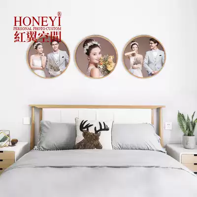 Chinese mural 24-inch round creative Japanese photo frame three-combination wedding photography photo enlarged printing photo production