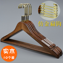 Retro solid wood hanger non-slip clothing store mens and womens clothing rack hotel household non-marking wooden clothes hanging