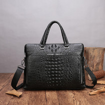 Handbag mens leather crocodile pattern business large-capacity briefcase simple first layer cowhide bag shoulder messenger bag
